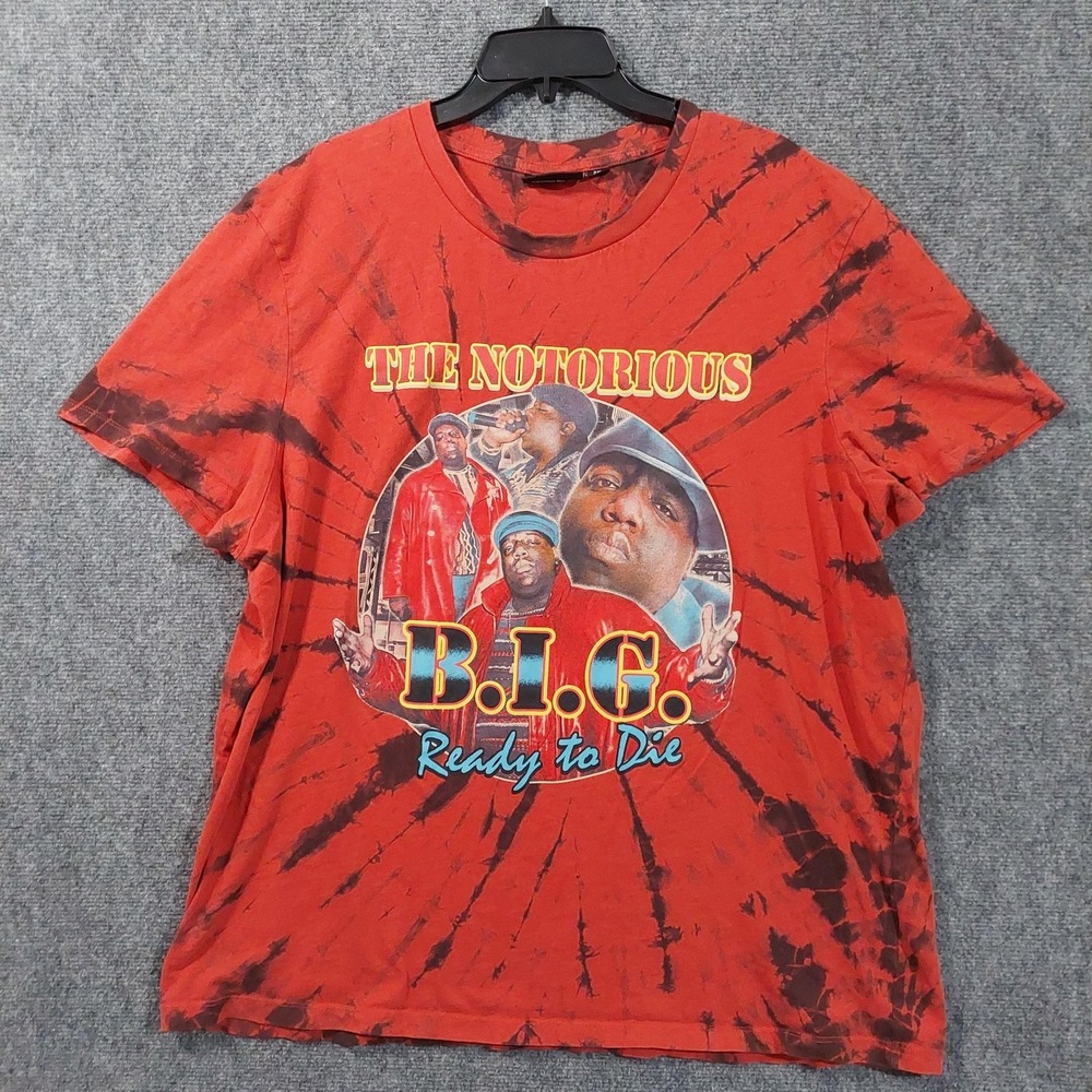 The Notorious B.I.G. Shirt Mens 2XL Red Tie Dye Ready to Die Rap Graphic‎ Tee